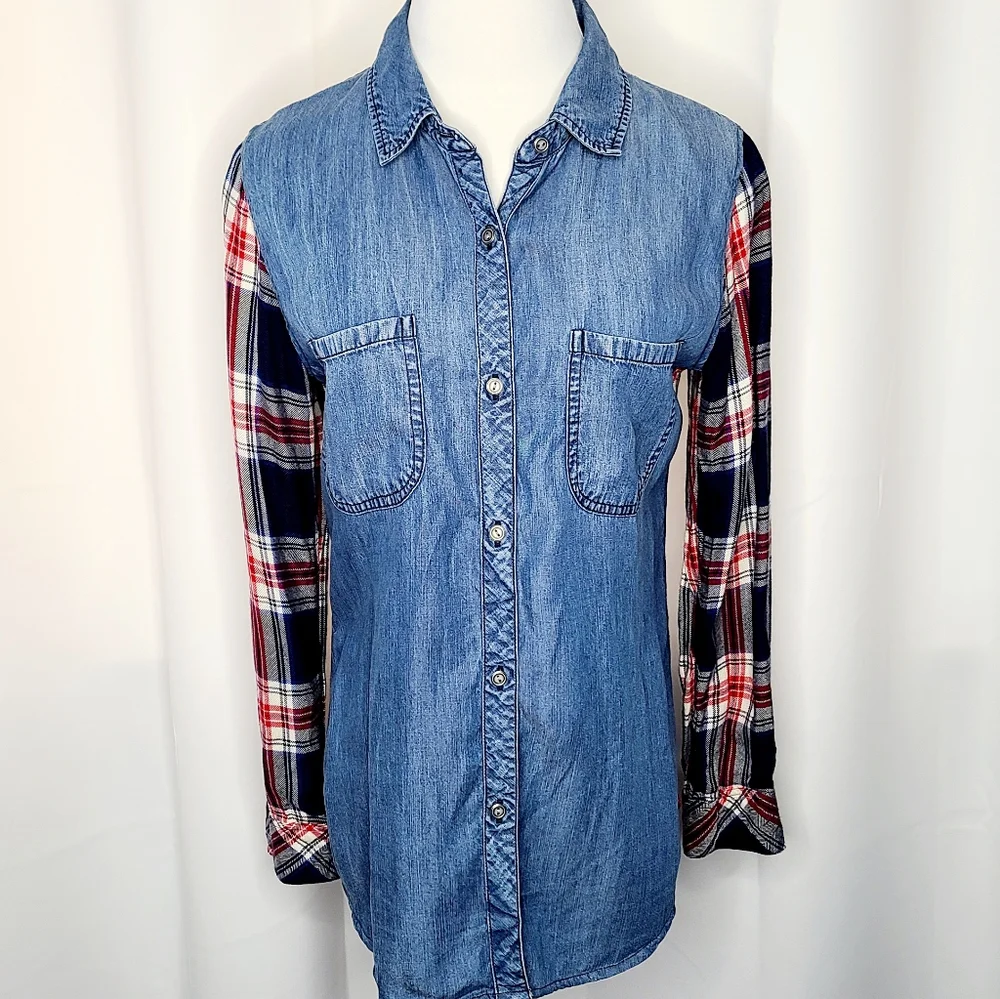 RAILS "Harper"  Chambray & Denim Plaid Button Down Shirt - Picture 8 of 8